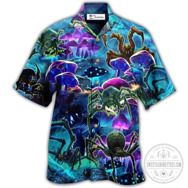 Magical Spiders and Mushrooms Hawaiian Shirt for Men and Women