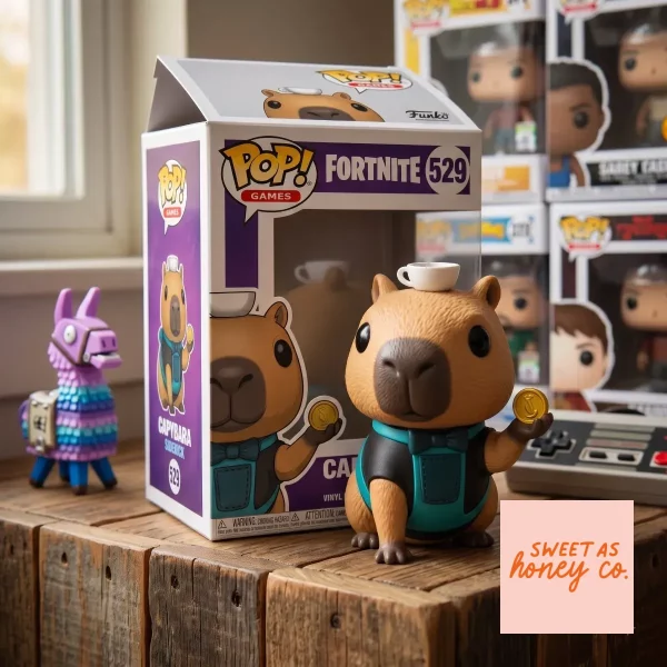Front view of Fortnite Capybara Sidekick 529 resin figure in violet box (Detail view #3)