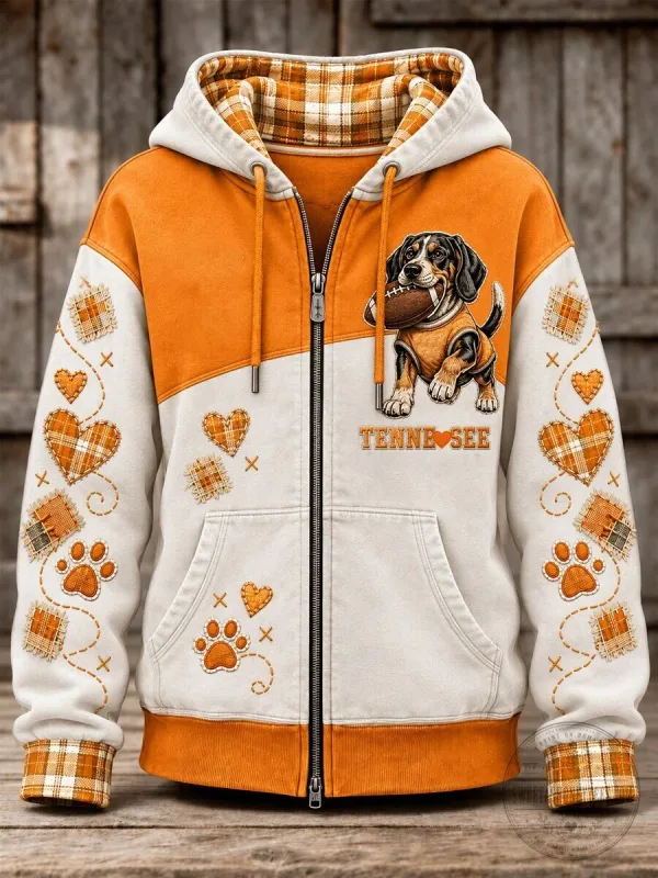 Tennessee Volunteers Football Beagle Dog Full-Zip Hoodie
