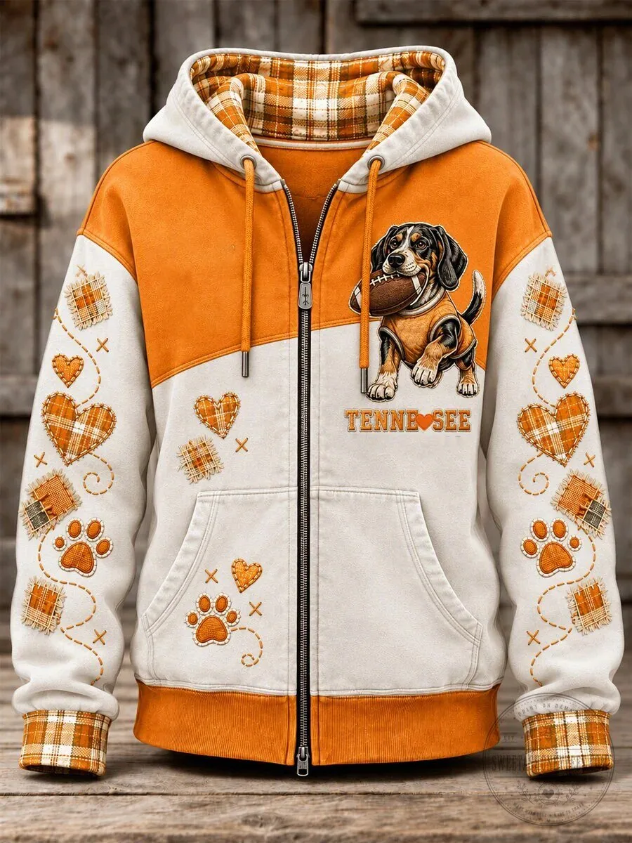 Tennessee Volunteers Football Beagle Dog Full-Zip Hoodie 1 Tennessee Volunteers Football Beagle Dog Full-Zip Hoodie
