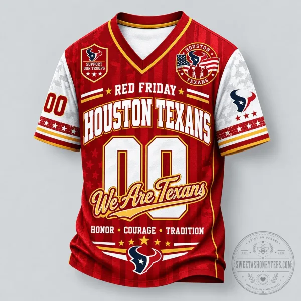 Houston Texans Red Friday Support Our Troops Football Jersey