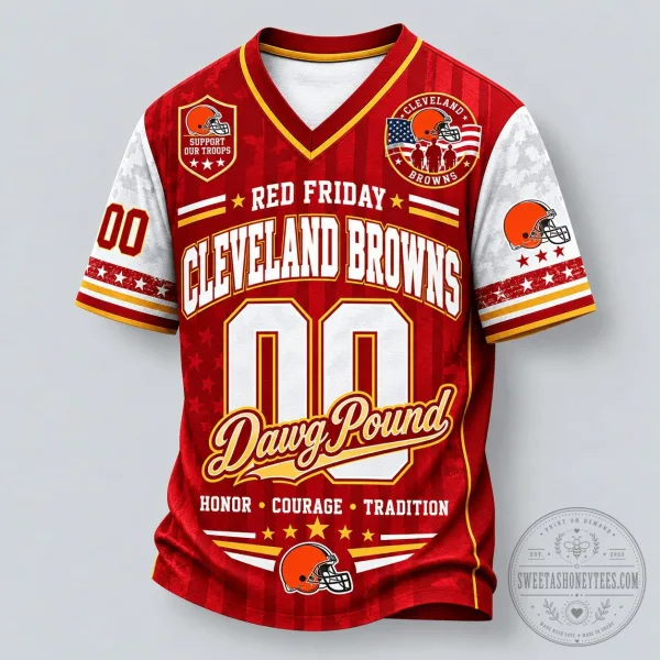 Cleveland Browns Red Friday Support Our Troops Football Jersey