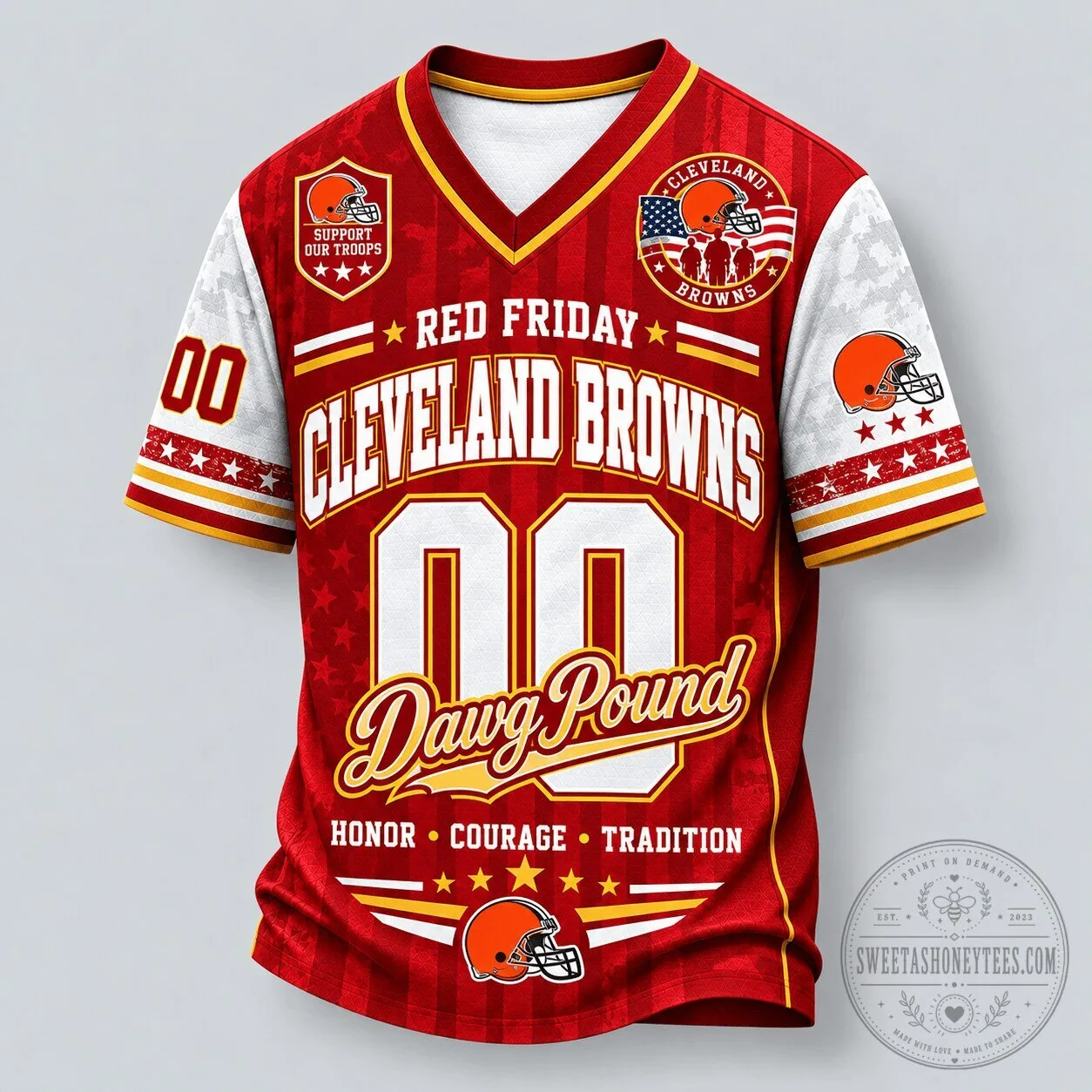Cleveland Browns Red Friday Support Our Troops Football Jersey 1 Cleveland Browns Red Friday Support Our Troops Football Jersey
