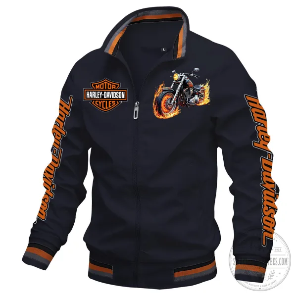 Harley-Davidson Motorcycle Flame Design Full-Zip Bomber Jacket
