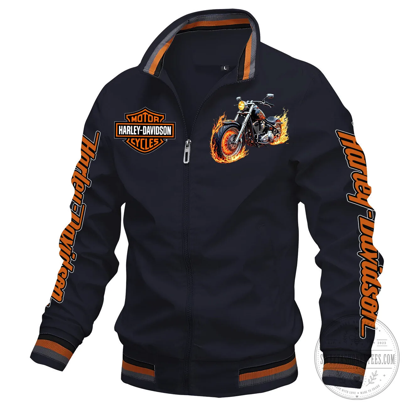 Harley-Davidson Motorcycle Flame Design Full-Zip Bomber Jacket 1 Harley-Davidson Motorcycle Flame Design Full-Zip Bomber Jacket