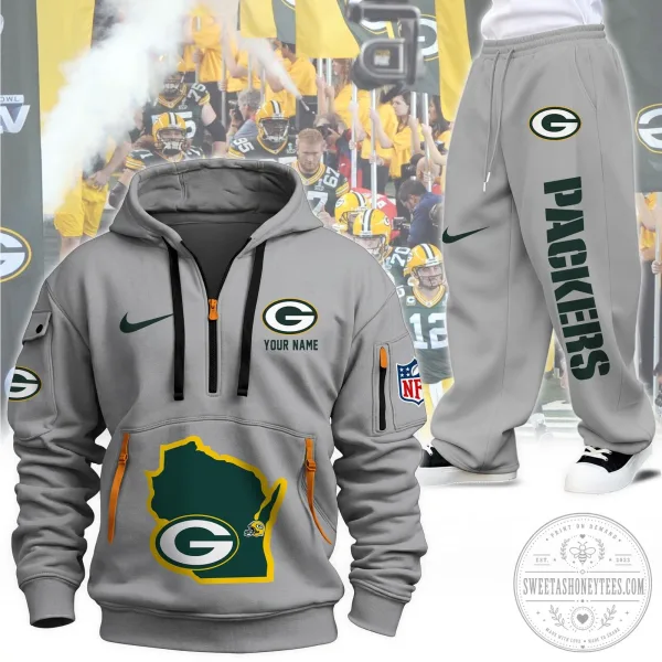 Green Bay Packers Personalized Full-Zip Hoodie and Sweatpants Set 2 Green Bay Packers Personalized Full-Zip Hoodie and Sweatpants Set
