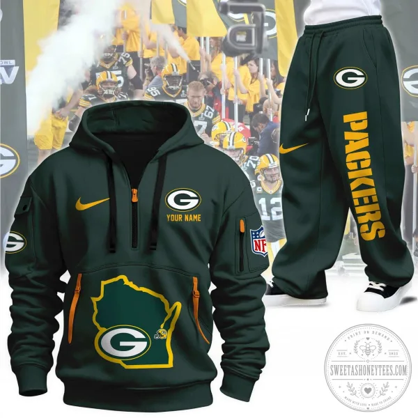 Green Bay Packers Personalized Full-Zip Hoodie and Sweatpants Set 5 Green Bay Packers Personalized Full-Zip Hoodie and Sweatpants Set