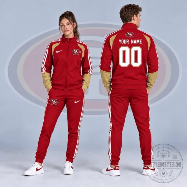 San Francisco 49ers NFL Custom Name Number Varsity Tracksuit Jacket