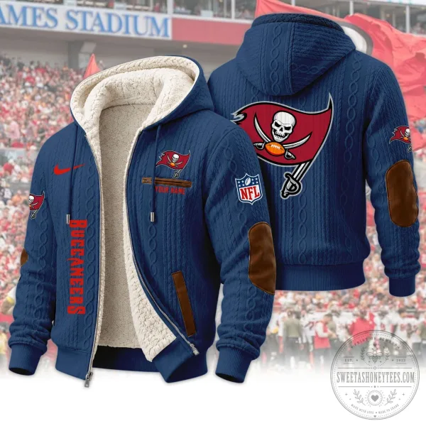 Tampa Bay Buccaneers NFL Sherpa Lined Cable Knit Hoodie and Jogger Pants Set 7 Tampa Bay Buccaneers NFL Sherpa Lined Cable Knit Hoodie and Jogger Pants Set