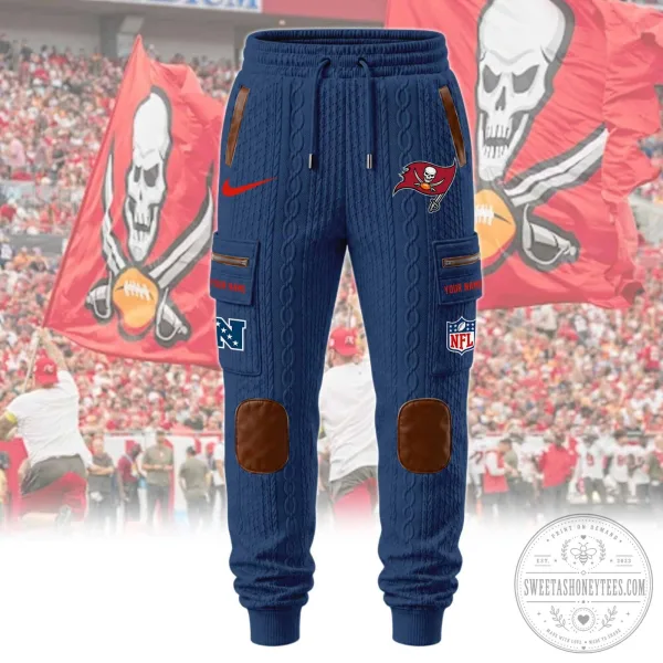Tampa Bay Buccaneers NFL Sherpa Lined Cable Knit Hoodie and Jogger Pants Set 8 Tampa Bay Buccaneers NFL Sherpa Lined Cable Knit Hoodie and Jogger Pants Set