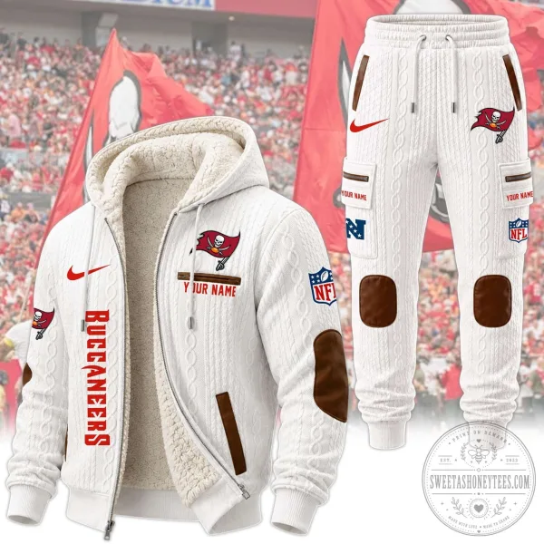 Tampa Bay Buccaneers NFL Sherpa Lined Cable Knit Hoodie and Jogger Pants Set 12 Tampa Bay Buccaneers NFL Sherpa Lined Cable Knit Hoodie and Jogger Pants Set