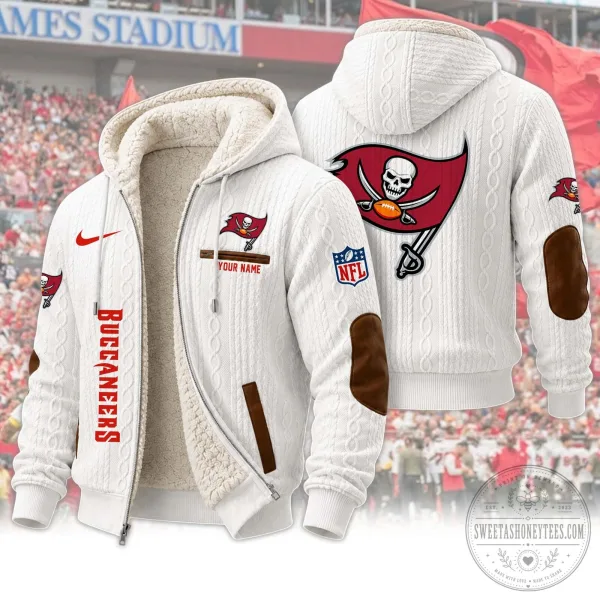 Tampa Bay Buccaneers NFL Sherpa Lined Cable Knit Hoodie and Jogger Pants Set 13 Tampa Bay Buccaneers NFL Sherpa Lined Cable Knit Hoodie and Jogger Pants Set