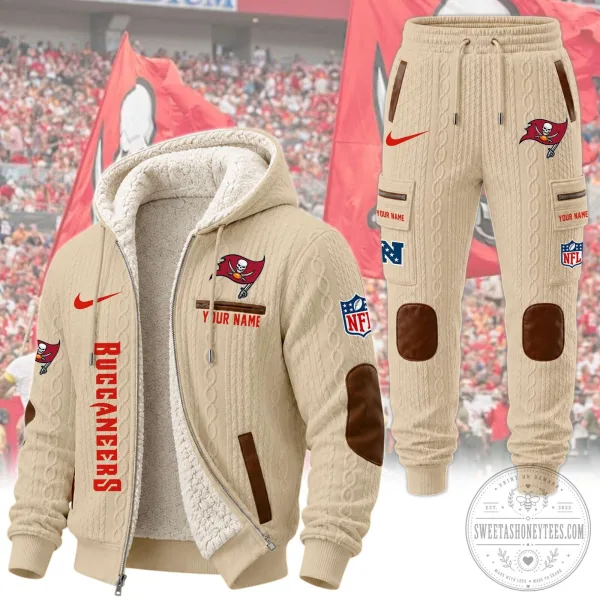 Tampa Bay Buccaneers NFL Sherpa Lined Cable Knit Hoodie and Jogger Pants Set 15 Tampa Bay Buccaneers NFL Sherpa Lined Cable Knit Hoodie and Jogger Pants Set