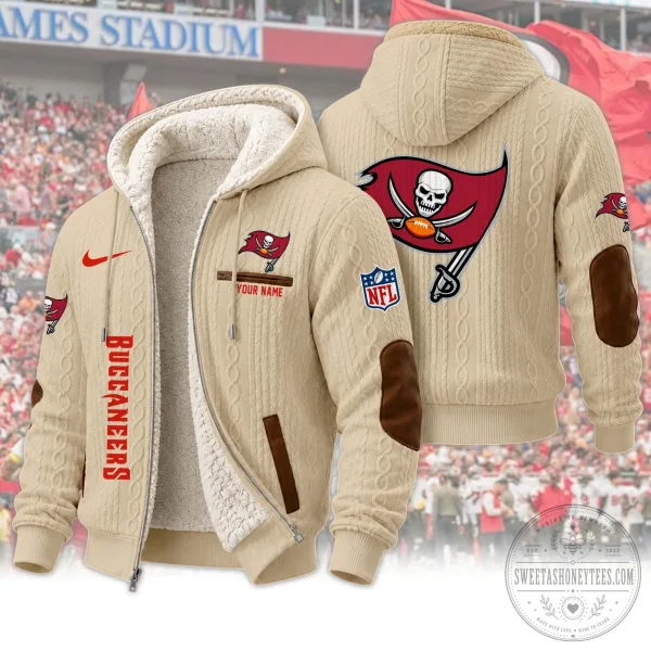 Tampa Bay Buccaneers NFL Sherpa Lined Cable Knit Hoodie and Jogger Pants Set 16 Tampa Bay Buccaneers NFL Sherpa Lined Cable Knit Hoodie and Jogger Pants Set