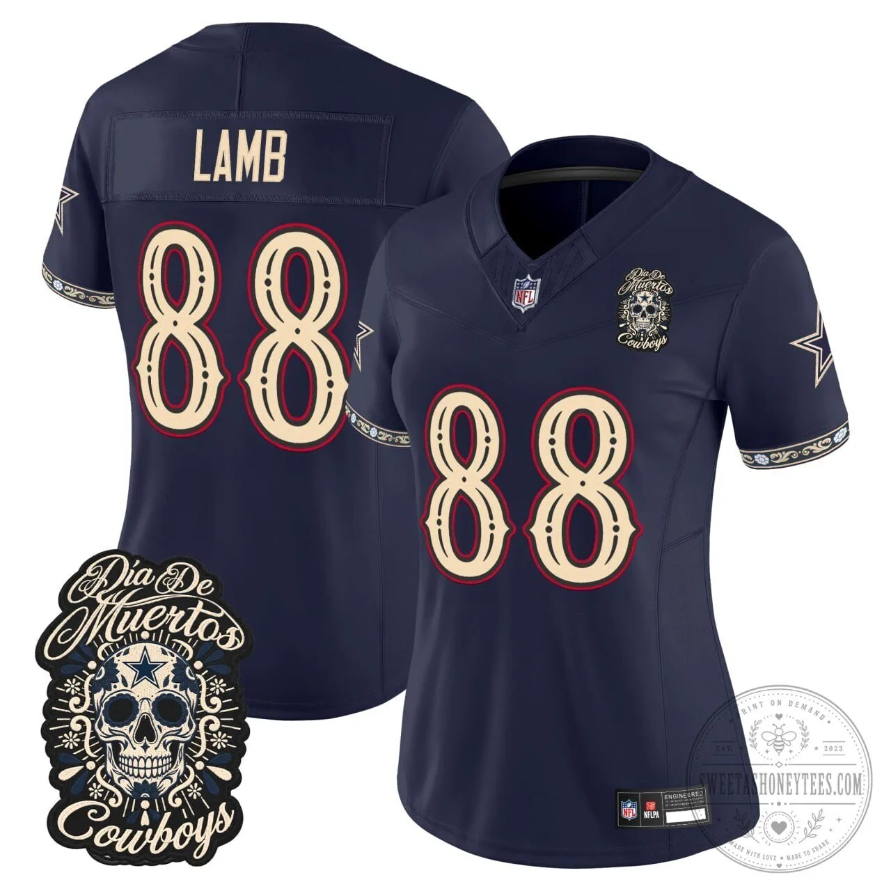 CeeDee Lamb Dallas Cowboys Dia de los Muertos Football Jersey 1 CeeDee Lamb Dallas Cowboys Dia de los Muertos Football Jersey