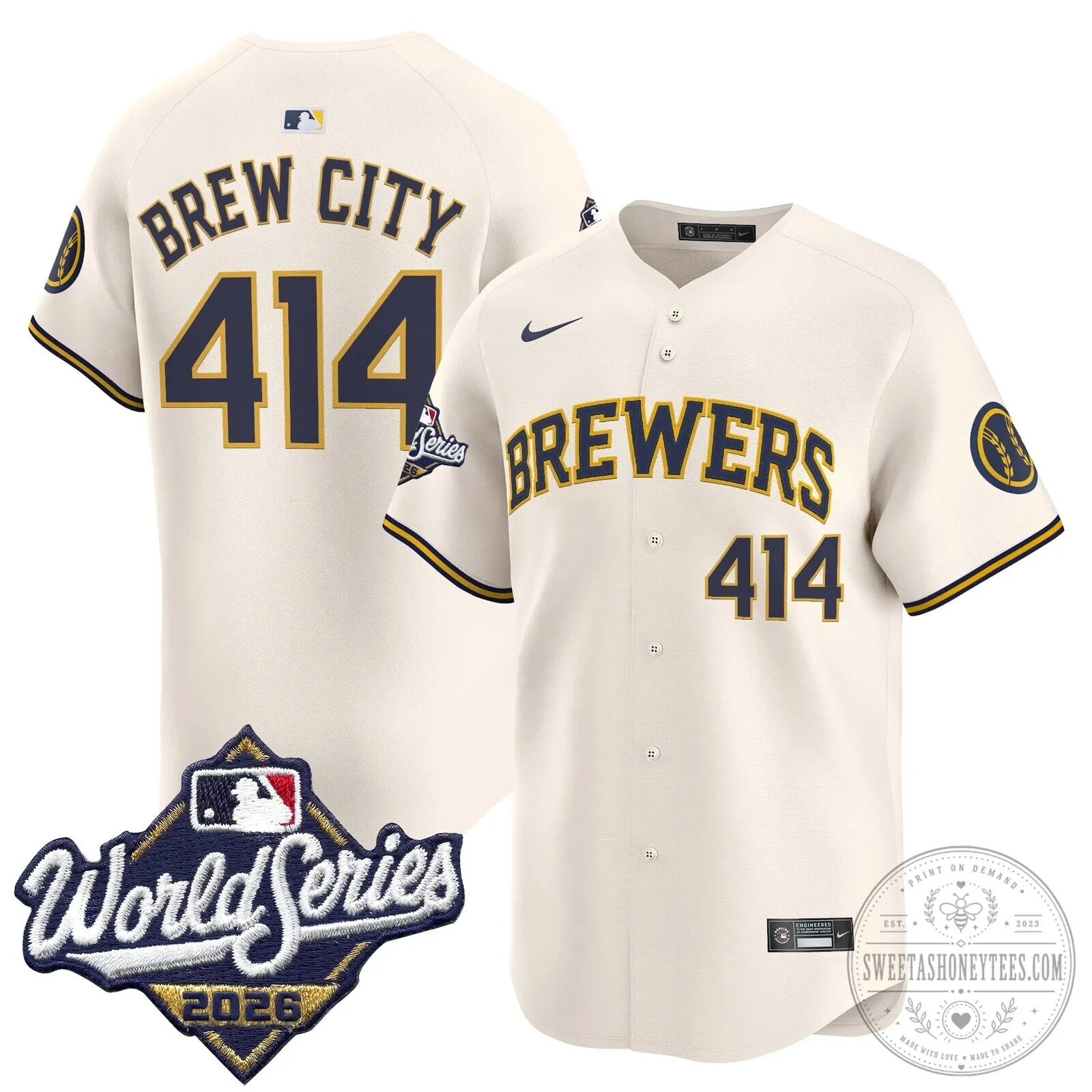 Milwaukee Brewers 2026 World Series Brew City 414 Baseball Jersey 1 Milwaukee Brewers 2026 World Series Brew City 414 Baseball Jersey