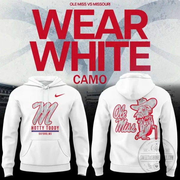 Ole Miss Game Day Hotty Toddy White Camo Hoodie
