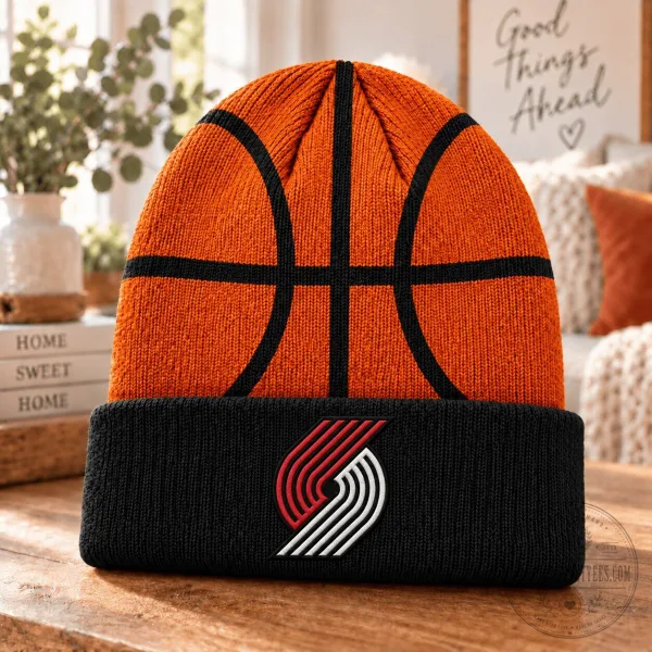 Portland Trail Blazers NBA Basketball Orange Black Beanie Hat