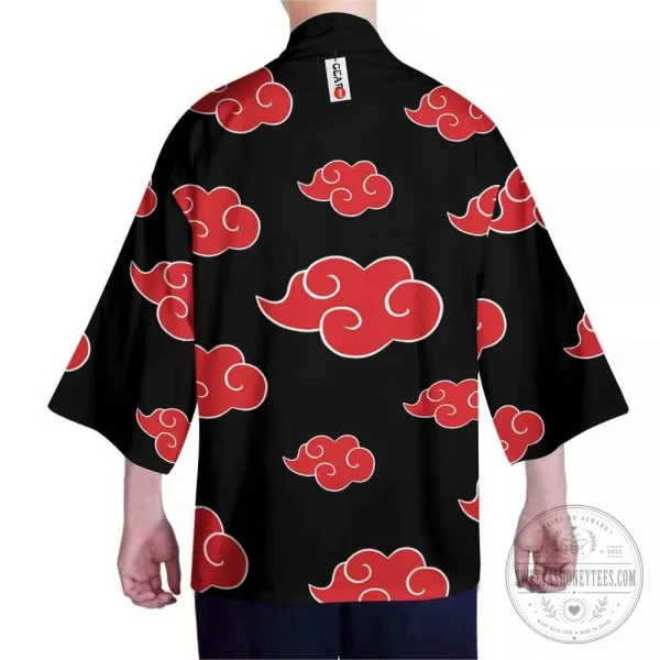 Naruto Akatsuki Red Cloud Pattern Japanese Kimono Cardigan Robe