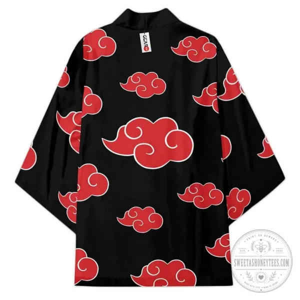 Naruto Akatsuki Red Cloud Pattern Japanese Kimono Cardigan Robe