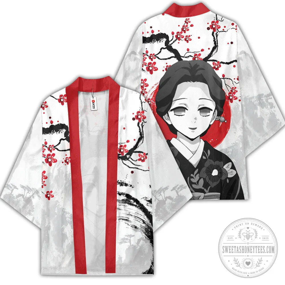 Tamayo Demon Slayer Anime Kimono Jacket with Cherry Blossom Print 4 Tamayo Demon Slayer Anime Kimono Jacket with Cherry Blossom Print