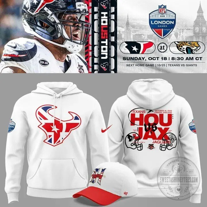 Houston Texans 2026 London Game Limited Edition White Hoodie 1 Houston Texans 2026 London Game Limited Edition White Hoodie