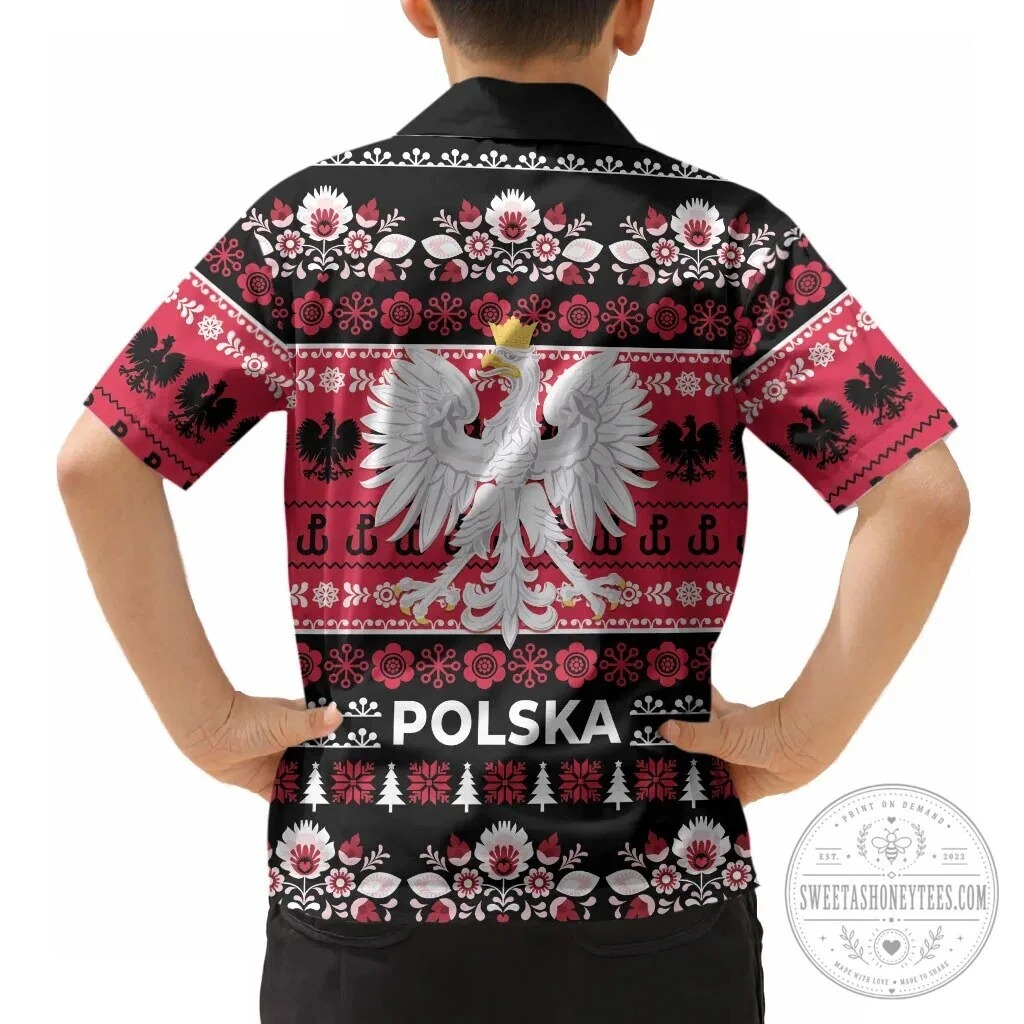 Polish Wesolych Swiat Christmas Folk Art Pattern Black Hawaiian Shirt 11 Polish Wesolych Swiat Christmas Folk Art Pattern Black Hawaiian Shirt