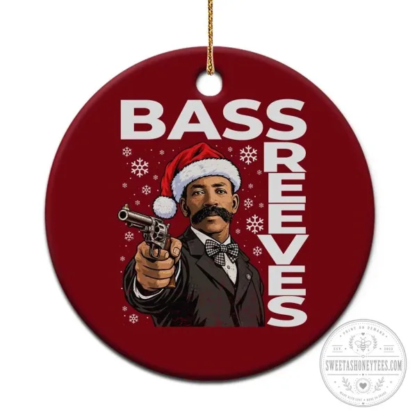 Bass Reeves Christmas Deputy US Marshal Santa Hat Ceramic Ornament