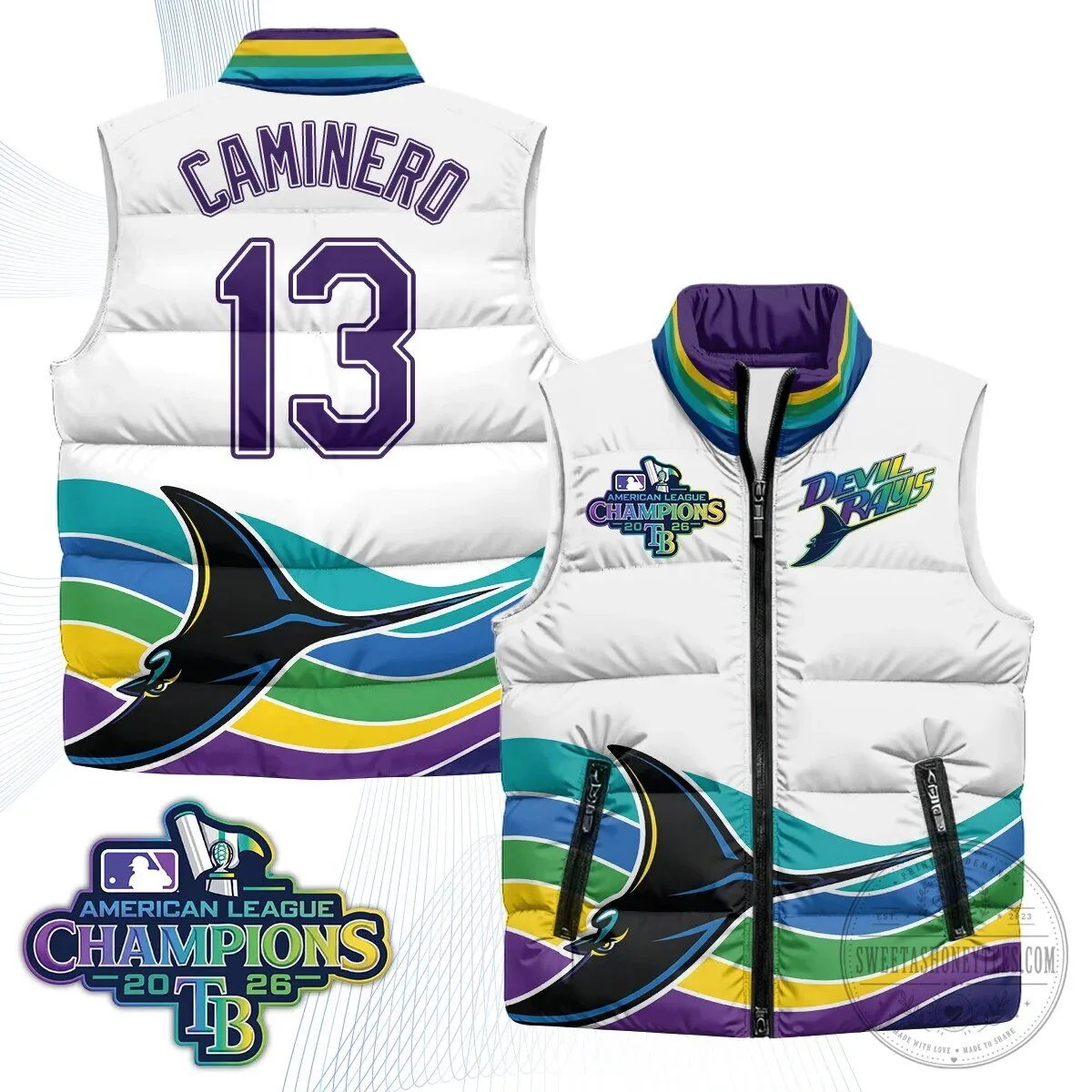 Tampa Bay Rays 2026 American League Champions Puffer Vest 30 Tampa Bay Rays 2026 American League Champions Puffer Vest