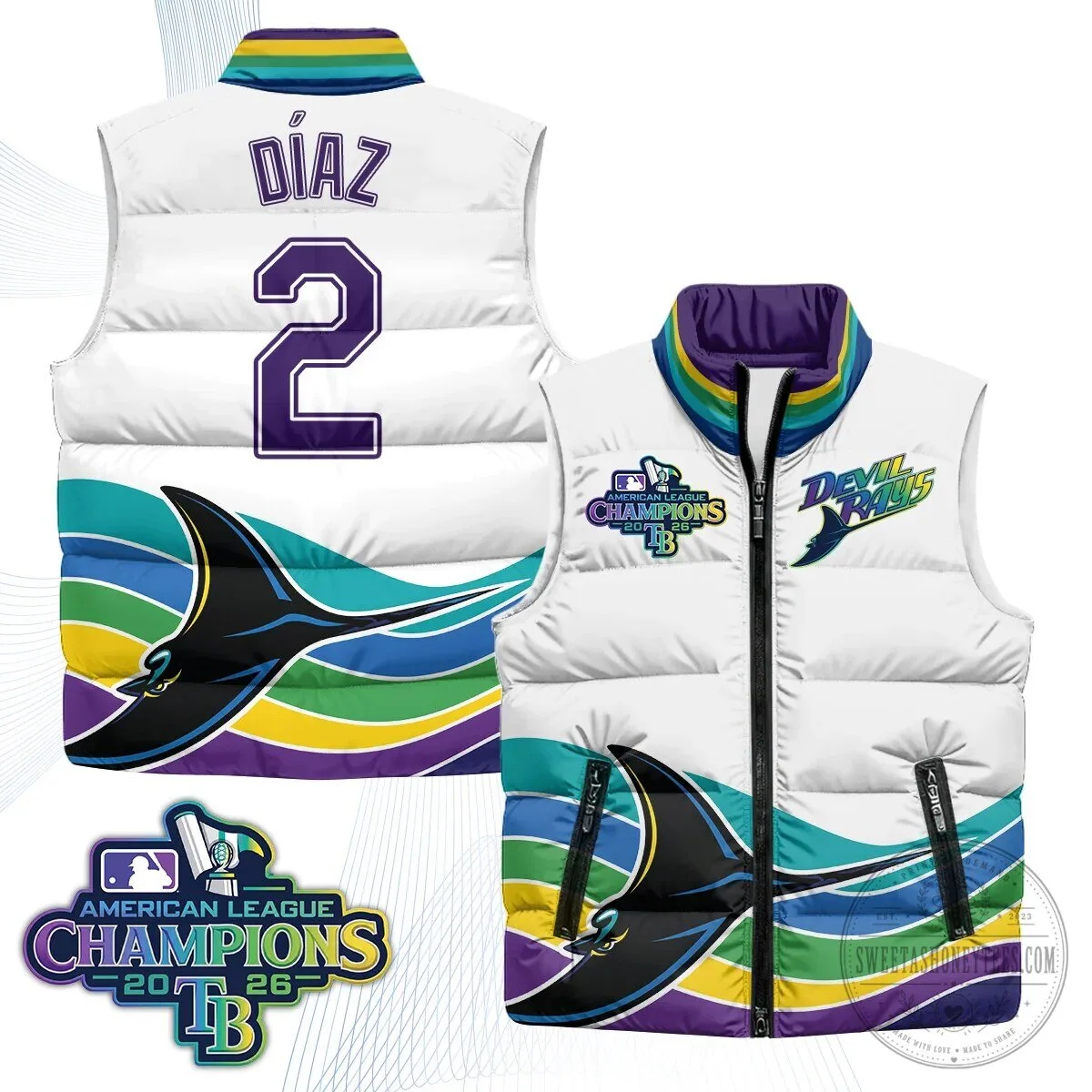Tampa Bay Rays 2026 American League Champions Puffer Vest 31 Tampa Bay Rays 2026 American League Champions Puffer Vest
