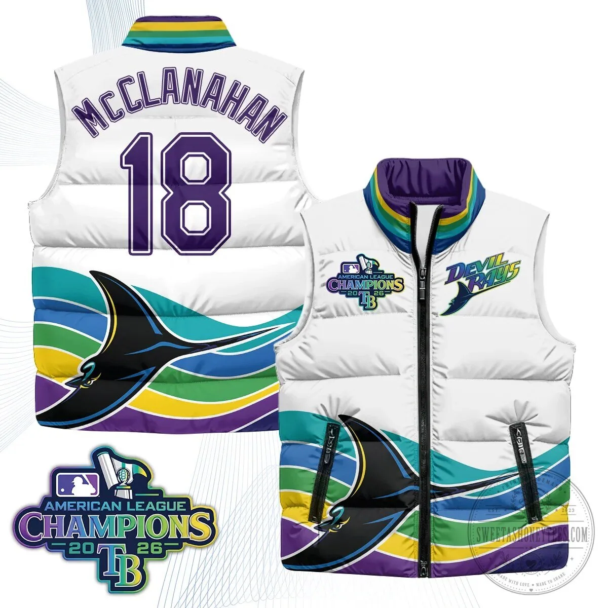 Tampa Bay Rays 2026 American League Champions Puffer Vest 32 Tampa Bay Rays 2026 American League Champions Puffer Vest
