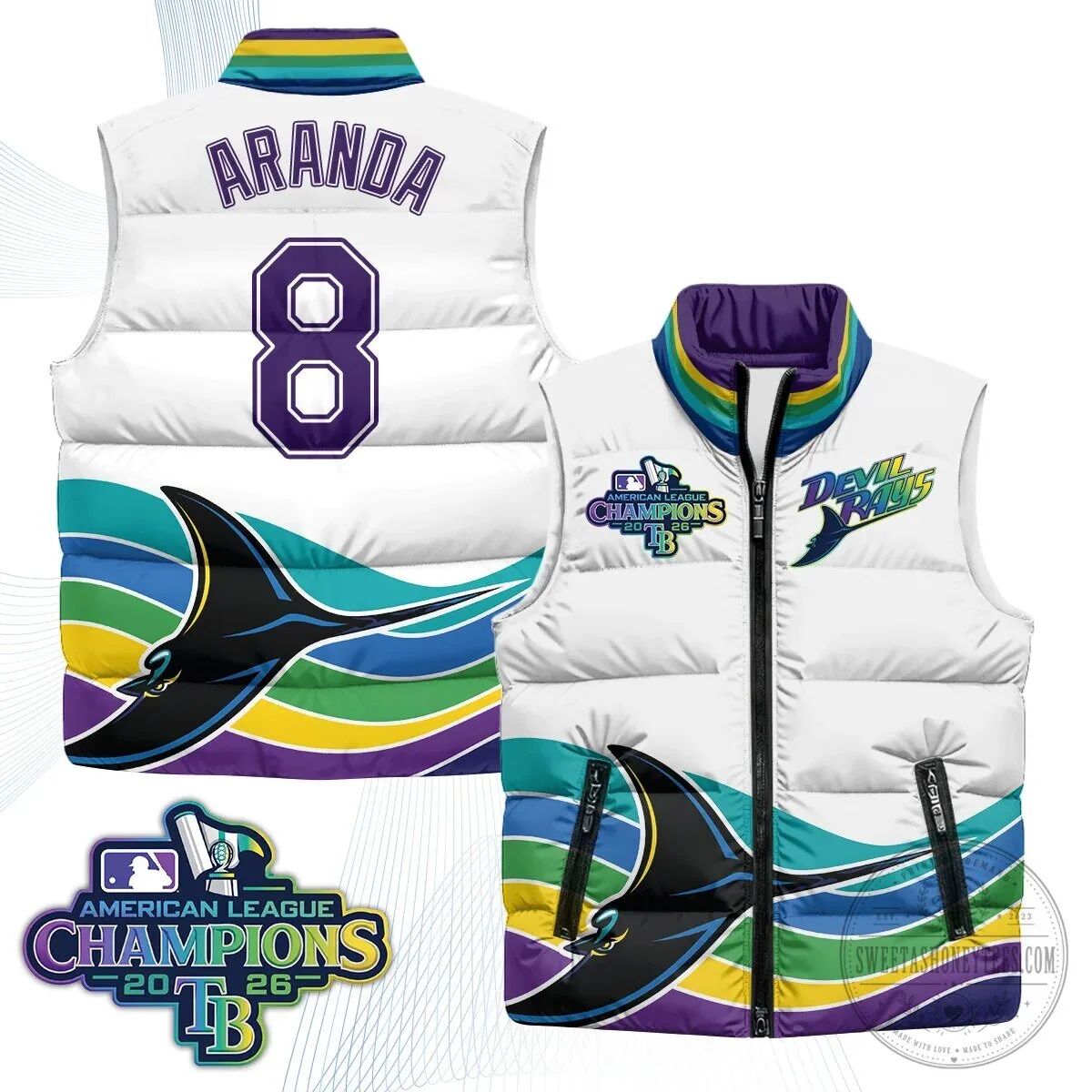 Tampa Bay Rays 2026 American League Champions Puffer Vest 35 Tampa Bay Rays 2026 American League Champions Puffer Vest