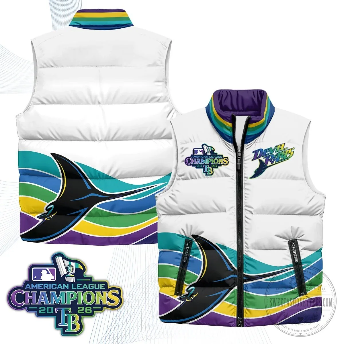 Tampa Bay Rays 2026 American League Champions Puffer Vest 37 Tampa Bay Rays 2026 American League Champions Puffer Vest