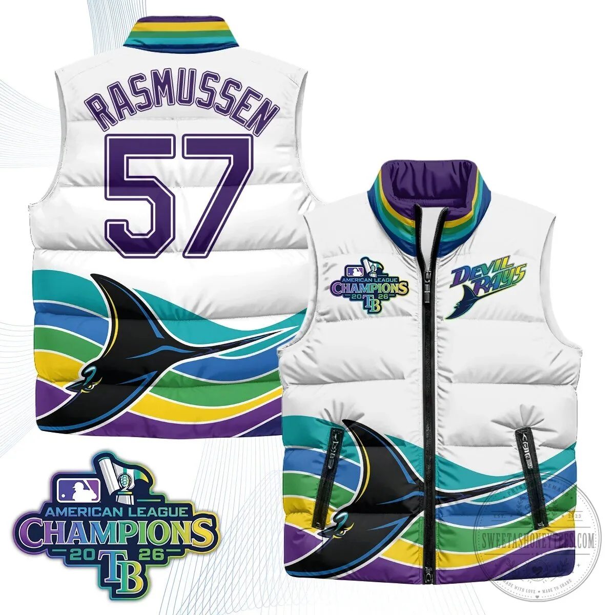 Tampa Bay Rays 2026 American League Champions Puffer Vest 38 Tampa Bay Rays 2026 American League Champions Puffer Vest