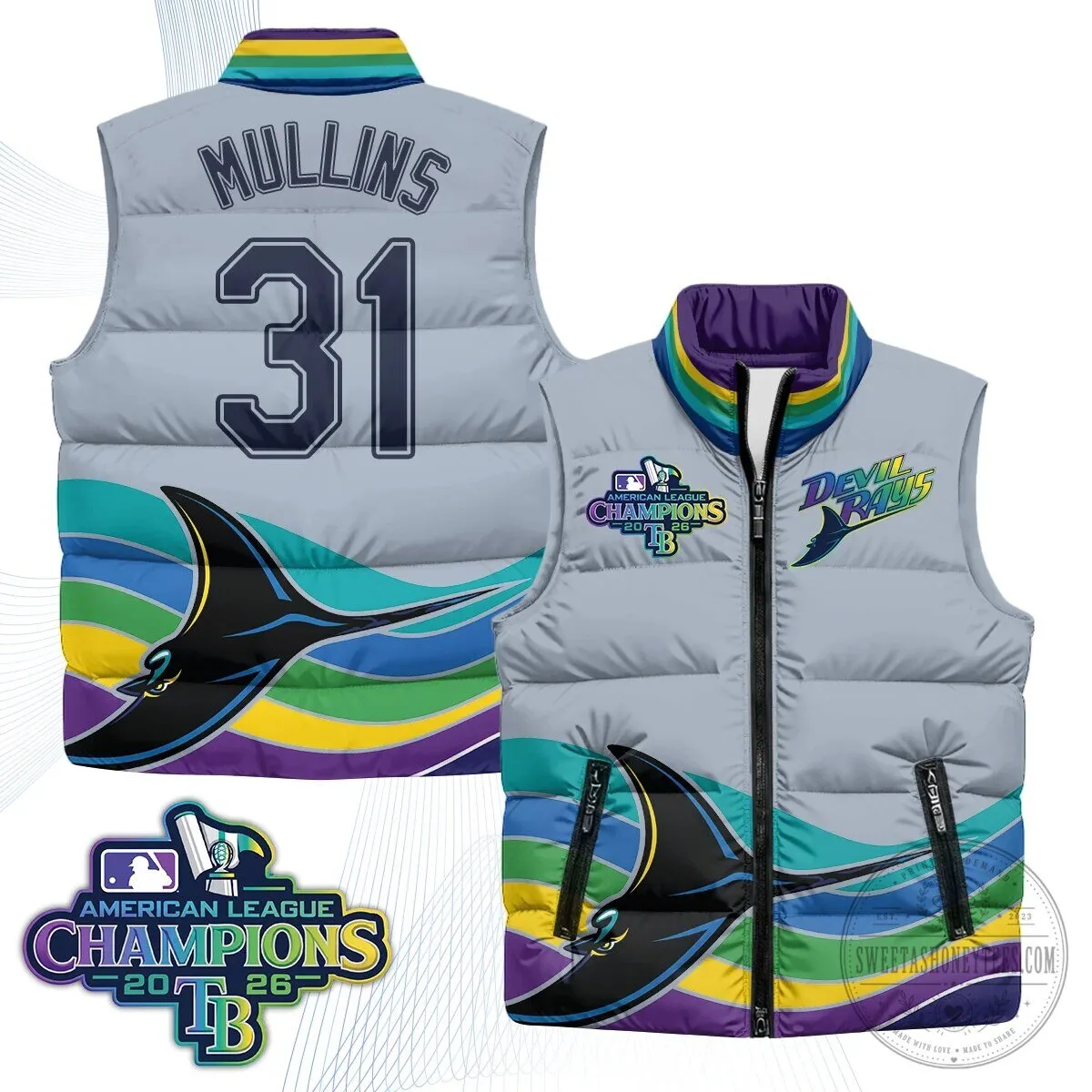 Tampa Bay Rays 2026 American League Champions Puffer Vest 43 Tampa Bay Rays 2026 American League Champions Puffer Vest