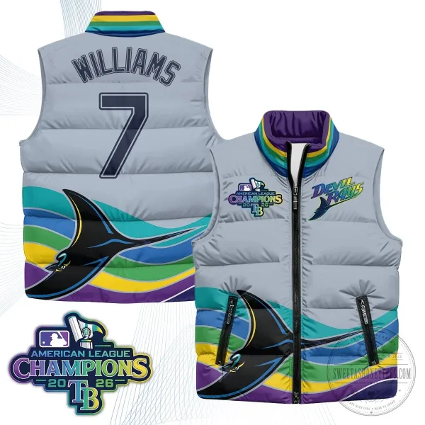 Tampa Bay Rays 2026 American League Champions Puffer Vest 14 Tampa Bay Rays 2026 American League Champions Puffer Vest