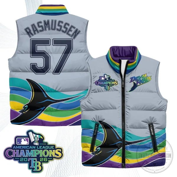 Tampa Bay Rays 2026 American League Champions Puffer Vest 18 Tampa Bay Rays 2026 American League Champions Puffer Vest