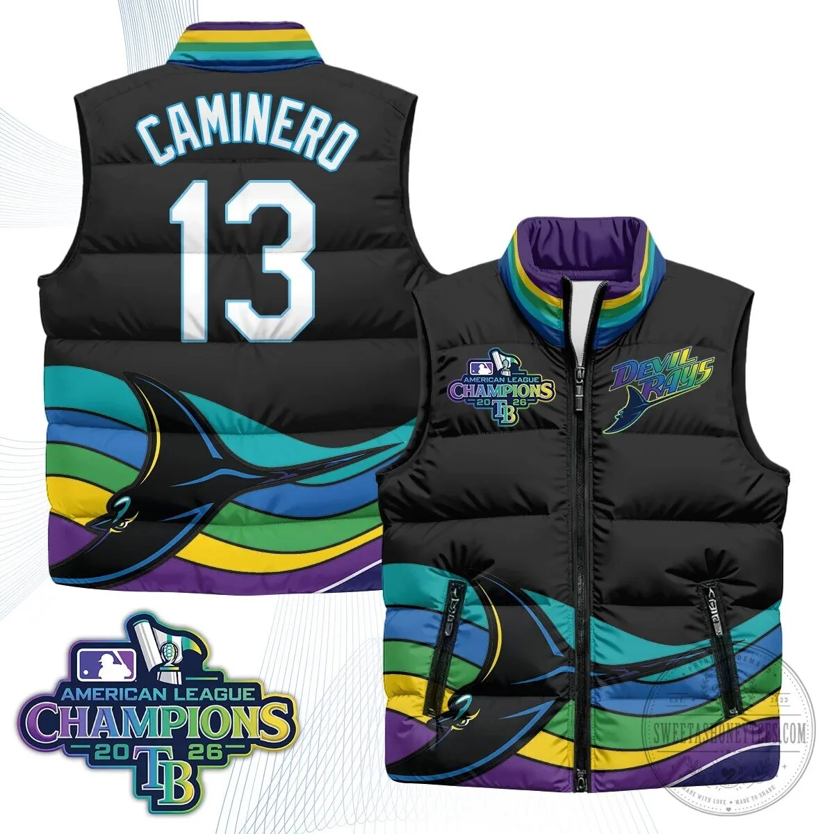 Tampa Bay Rays 2026 American League Champions Puffer Vest 50 Tampa Bay Rays 2026 American League Champions Puffer Vest