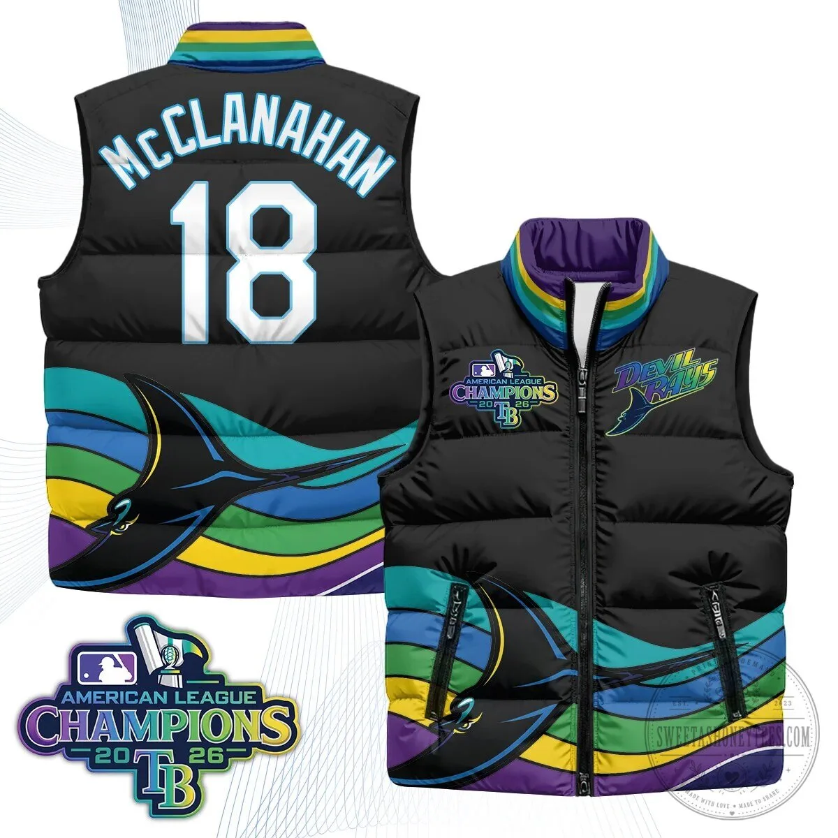 Tampa Bay Rays 2026 American League Champions Puffer Vest 52 Tampa Bay Rays 2026 American League Champions Puffer Vest