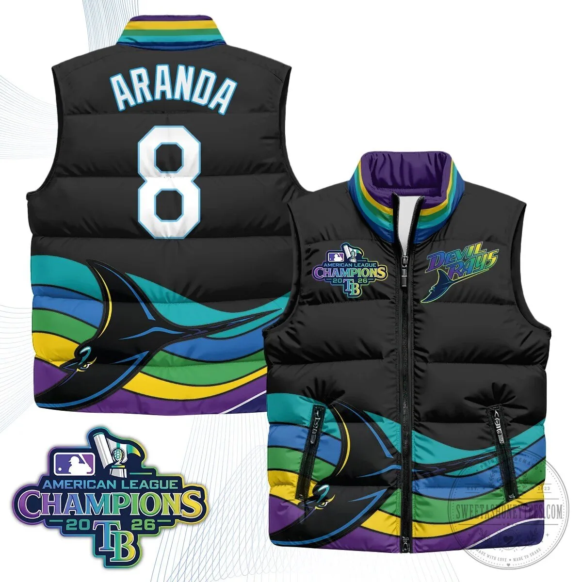 Tampa Bay Rays 2026 American League Champions Puffer Vest 55 Tampa Bay Rays 2026 American League Champions Puffer Vest
