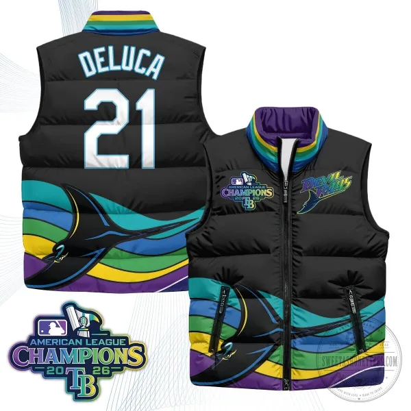 Tampa Bay Rays 2026 American League Champions Puffer Vest 26 Tampa Bay Rays 2026 American League Champions Puffer Vest