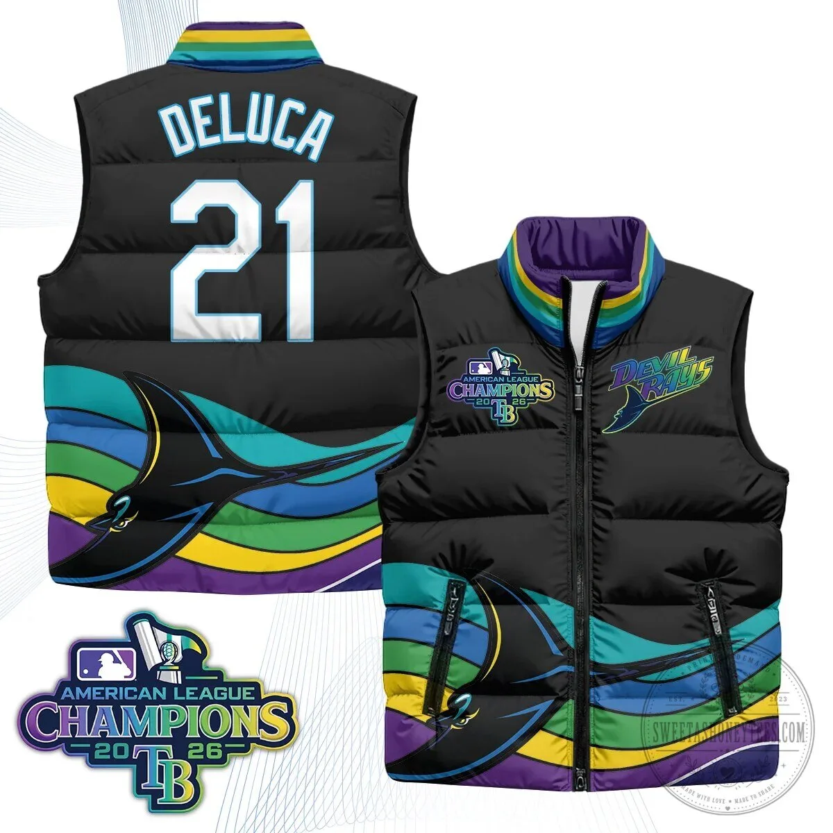 Tampa Bay Rays 2026 American League Champions Puffer Vest 56 Tampa Bay Rays 2026 American League Champions Puffer Vest