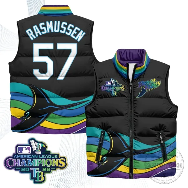 Tampa Bay Rays 2026 American League Champions Puffer Vest 28 Tampa Bay Rays 2026 American League Champions Puffer Vest