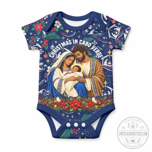 Christmas in Cabo Verde Nativity Scene Baby Bodysuit Infant Romper