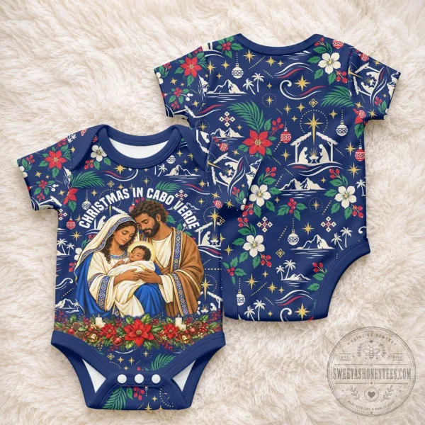 Christmas in Cabo Verde Nativity Scene Baby Bodysuit Infant Romper