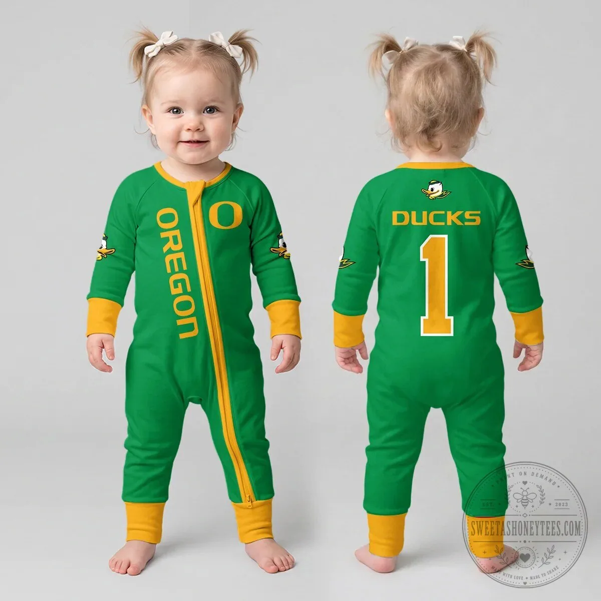 Oregon Ducks Football Team Baby Convertible Footie Romper 10 Oregon Ducks Football Team Baby Convertible Footie Romper