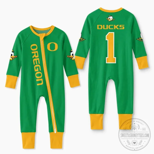 Oregon Ducks Football Team Baby Convertible Footie Romper 2 Oregon Ducks Football Team Baby Convertible Footie Romper