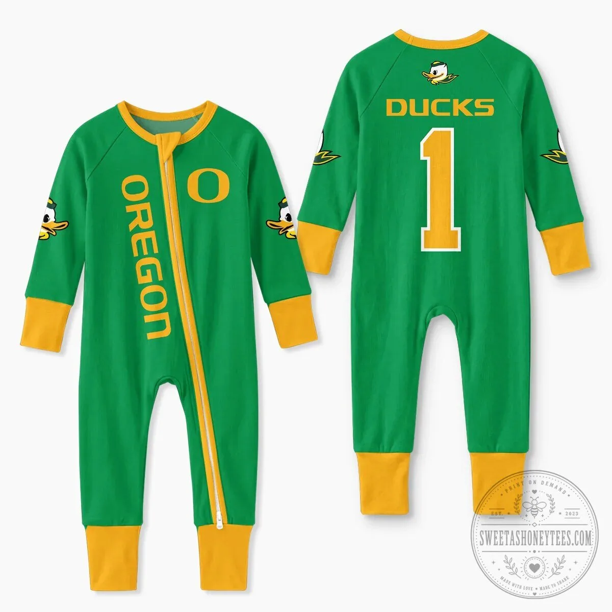 Oregon Ducks Football Team Baby Convertible Footie Romper 12 Oregon Ducks Football Team Baby Convertible Footie Romper