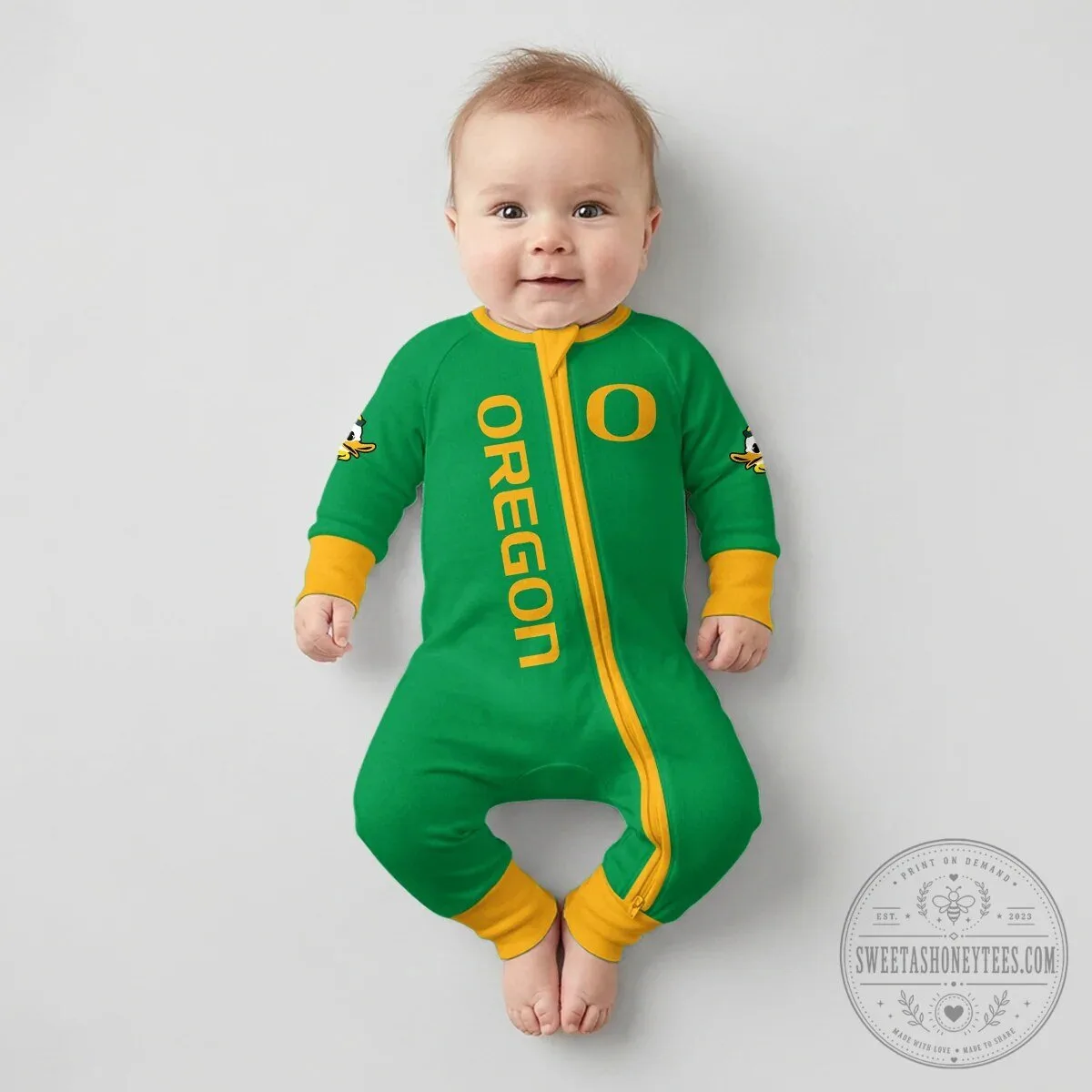 Oregon Ducks Football Team Baby Convertible Footie Romper 14 Oregon Ducks Football Team Baby Convertible Footie Romper