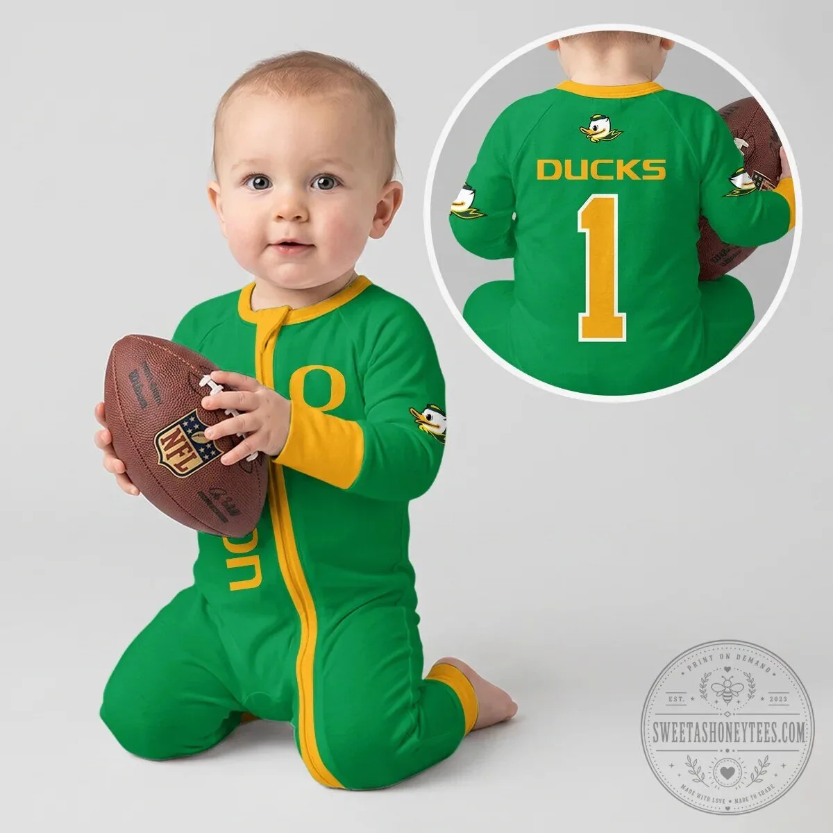 Oregon Ducks Football Team Baby Convertible Footie Romper 16 Oregon Ducks Football Team Baby Convertible Footie Romper